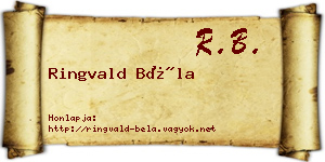 Ringvald Béla névjegykártya